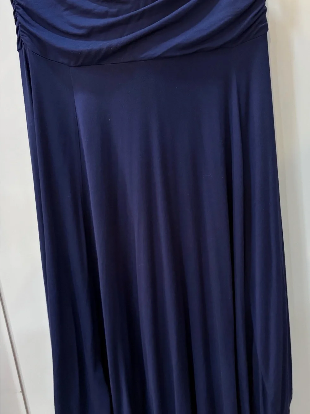 Women's Navy Midi Skirt with Draped Waist
